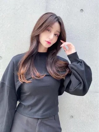 セミロング カラー 透明感カラー×小 顔レイヤー♡ヒデさんのヘアスタイル