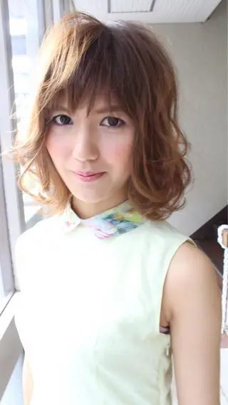 ショート ミディアム カラー パーマ ヘアアレンジ 成松 勇治のヘアスタイル