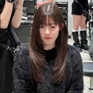 セミロング カラー パーマ ヘアアレンジ パク・ボミン小野リエ 韓国ハーフ🦊のその他イメージ