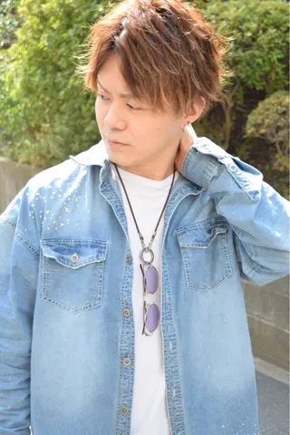 ミディアム カラー パーマ メンズ イシイ リョウヘイのヘアスタイル