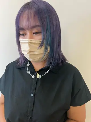 ミディアム カラー ハイトーン/ウルフ /レイヤー/坂野幸伸のヘアスタイル