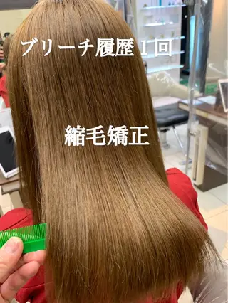 ロング パーマ ブリーチでもできる 縮毛矯正相原慎🌈のヘアスタイル