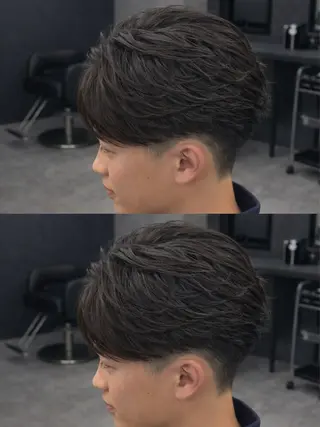 ミディアム パーマ ヘアアレンジ メンズ 🔥ニュアンス フェザー小林海斗🔥のヘアスタイル