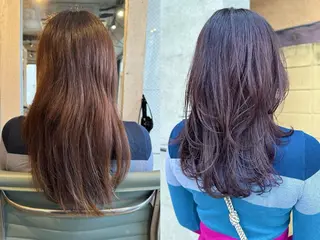 ロング ブリーチカラー/ブロ ンドレイヤーカットのヘアスタイル