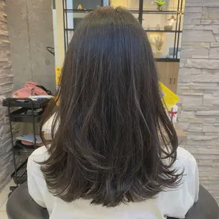 セミロング カラー パーマ ヘアアレンジ kame|レイヤー / 似合わせ顔周りのヘアスタイル