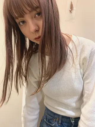 セミロング カラー 透明感カラー👑 井上美乃里のヘアスタイル