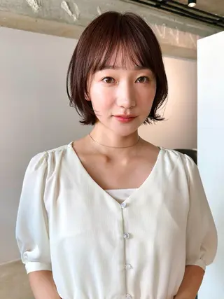 ショート カラー パーマ 🫧小顔×似合わせ× 透明感カラー🫧のヘアスタイル