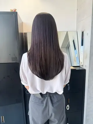 ロング カラー パーマ ヘアアレンジ 透明感/オリーブ/ グレージュ/YUKAのヘアスタイル