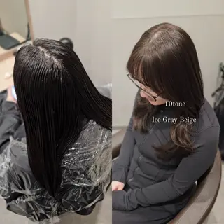 セミロング カラー 縮毛矯正をしている人 のためのカラーのヘアスタイル