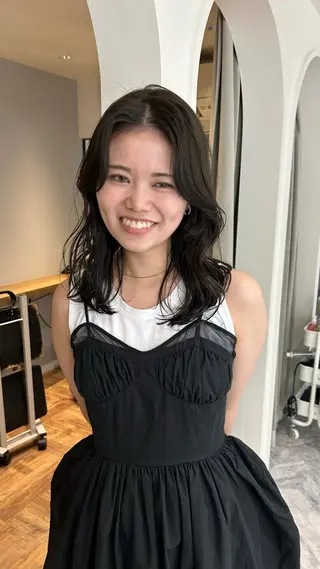 セミロング カラー じゅわっと暖色カラー 🍊Moemiのヘアスタイル