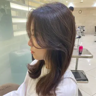 セミロング カラー ヘアアレンジ 💎耳ツボジュエリー ×銀座美容室💎のヘアスタイル