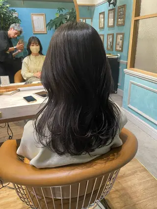 ミディアム カラー 縮毛矯正 髪質改善 韓国風レイヤー 吉田のヘアスタイル