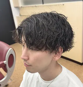 ミディアム メンズ 焼津メンズパーマ特化 大石雄生のヘアスタイル