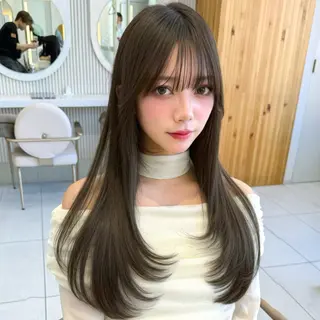 セミロング 似合わせレイヤー/ 透明感カラーのヘアスタイル