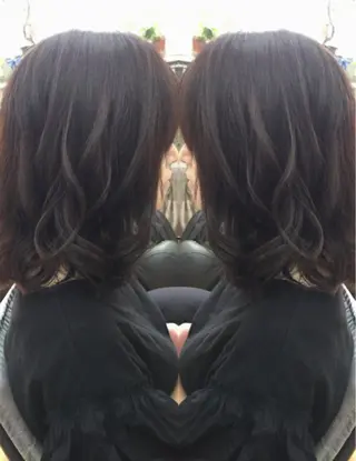 ミディアム カラー パーマ 三輪 太一のヘアスタイル