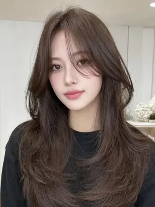 カラー ロング 🎀韓国レイヤー YURINA🎀のヘアスタイル