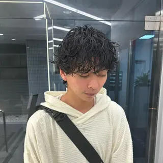 ミディアム カラー パーマ メンズ 森龍馬 メンズ専門美容師のヘアスタイル