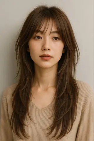 セミロング カラー パーマ ヘアアレンジ メンズ キッズ 🦋韓国レイヤー｜ 透明感グレージュ🦋のヘアスタイル