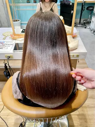 ミディアム カラー 縮毛矯正 髪質改善 韓国風レイヤー 吉田のヘアスタイル