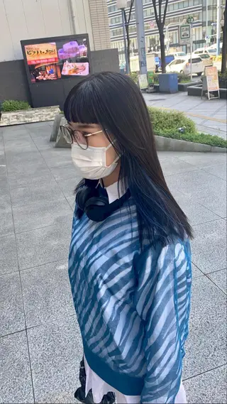 セミロング デザインカラー/ボブ ブリーチカラー/ユリのヘアスタイル