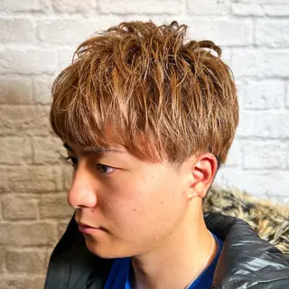 ミディアム カラー パーマ ヘアアレンジ メンズ メンズカット/パーマ 山崎航平💈のヘアスタイル