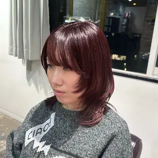ミディアム カラー 心斎橋/レイヤー/ 艶カラー💖Sakiのヘアスタイル