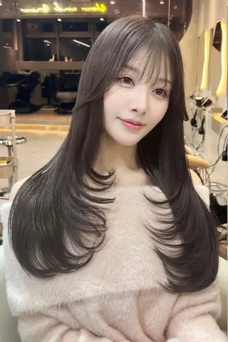 ロング 大宮🤍縮毛矯正 レイヤー🪽なるのヘアスタイル
