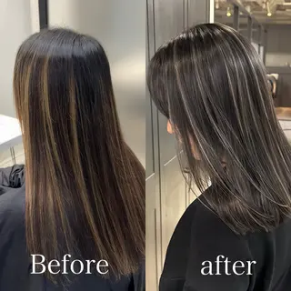 セミロング カラー ハイライト／髪質改善 裕樹のヘアスタイル