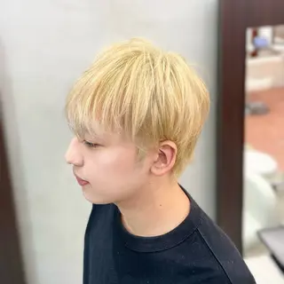ショート カラー メンズ ⭐️韓国ブリーチ 顔周りカット⭐️のヘアスタイル