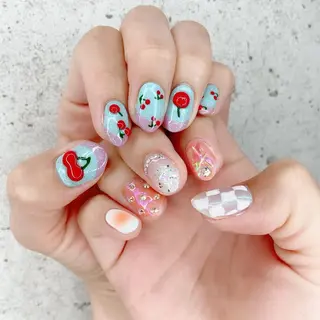 ミディアム カラー パーマ ヘアアレンジ メンズ キッズ ネイル マツエク・マツパ アイブロウ Salon Kのネイルデザイン