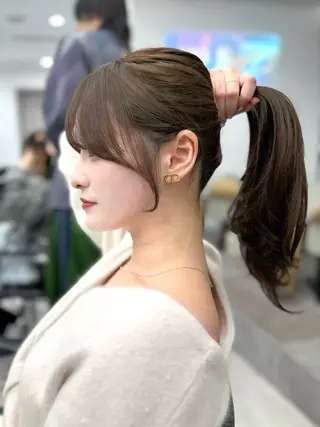 セミロング 前髪顔まわりカット 🌈中村海聖のヘアスタイル