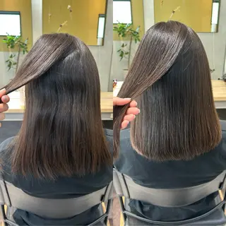 ミディアム パーマ hub hair レイヤー/透明感のヘアスタイル