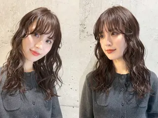 パーマ 横浜 ミディアムパーマのヘアスタイル