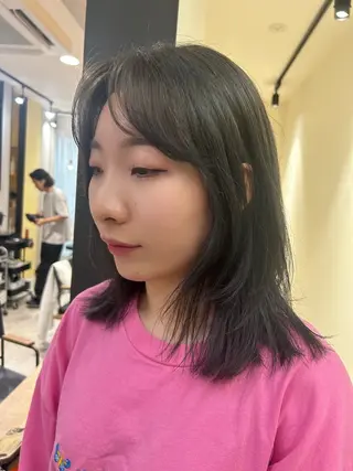 セミロング カラー hub hair レイヤー/透明感のヘアスタイル