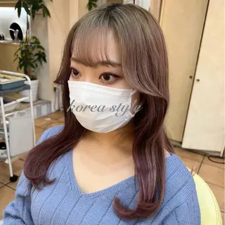セミロング カラー しま ななこのヘアスタイル