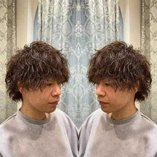 ショート パーマ メンズ レイヤー/ハイライト /立川/赤池宏隆のヘアスタイル
