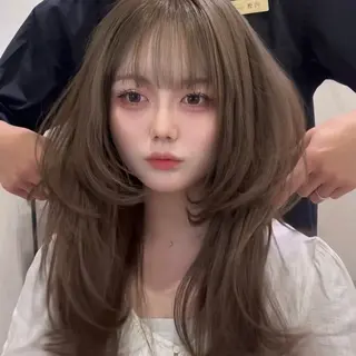 ロング ブリーチなしWカラー /レイヤーカット大阪のヘアスタイル