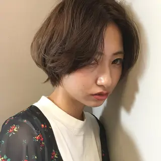 ショート カラー 薬院:今泉/上川美幸 ボブ/顔周りレイヤーのヘアスタイル