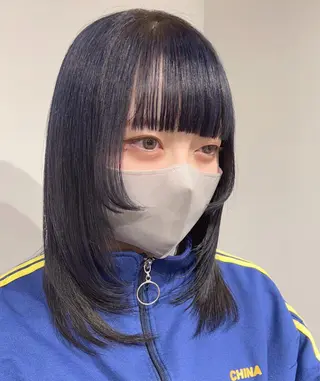 ミディアム カラー スキバサミを使わない カット🌼唯🌼のヘアスタイル