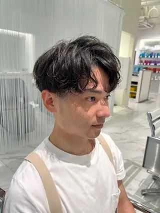 ミディアム パーマ メンズ 柳澤 和也のヘアスタイル