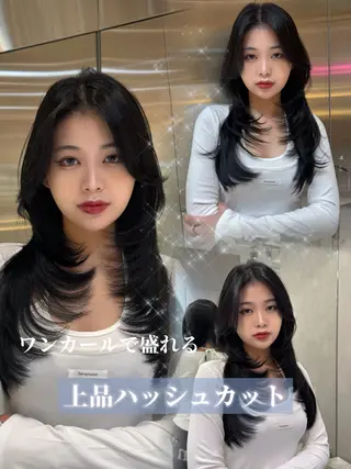 ロング カラー 今っぽレイヤーカット グレージュ/リョウヤのヘアスタイル