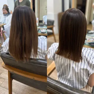 ミディアム カラー パーマ ヘアアレンジ メンズ キッズ 骨格レイヤーカット 🌿美髪縮毛矯正のヘアスタイル