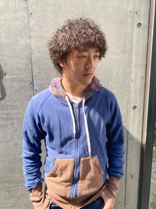 ミディアム パーマ メンズ 菊池大一 溝の口パーマのヘアスタイル