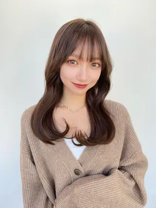 セミロング カラー ナチュラル韓国ヘア 🇰🇷塚田凌太のヘアスタイル