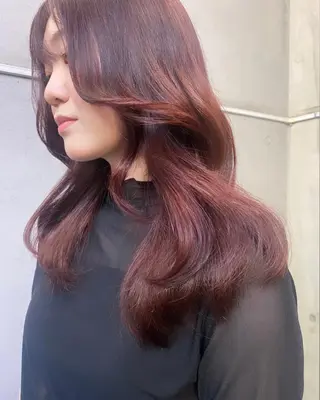 ミディアム カラー 艶感/韓国風 🤍moeka🤍のヘアスタイル