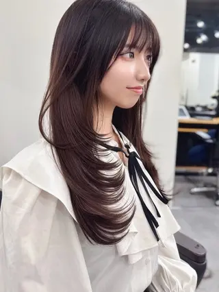 ロング のり🐼顔まわり/ 韓国/レイヤーカットのヘアスタイル