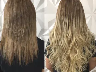 ロング カラー パーマ ヘアアレンジ チビ編み込みエクステ シールEXどぅ〜すのヘアスタイル