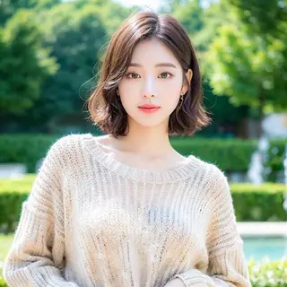 ミディアム 韓国風 レイヤーカットのヘアスタイル
