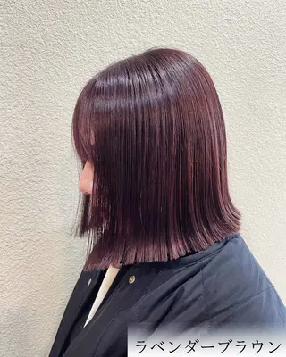 ミディアム カラー ハイトーン/レイヤー 似合わせ・ユキノのヘアスタイル
