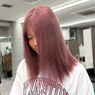 セミロング カラー Runa/大人 かわいいハイトーンのヘアスタイル
